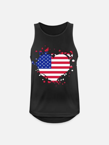 Heart os flag USA amerikanske stater - Herre tanktop åndbar - sort