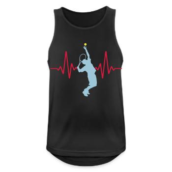 ECG de tennis Heartbeat | Couleurs changeantes - Débardeur respirant Homme - noir - Devant - Nick (188cm)