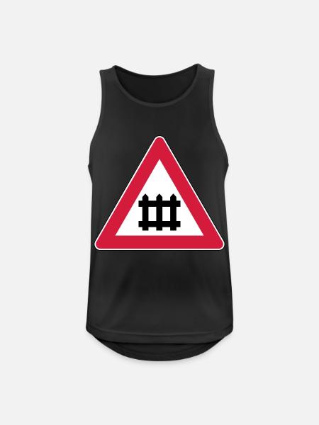 Warning train gate sign - Men's Breathable Tank Top - black