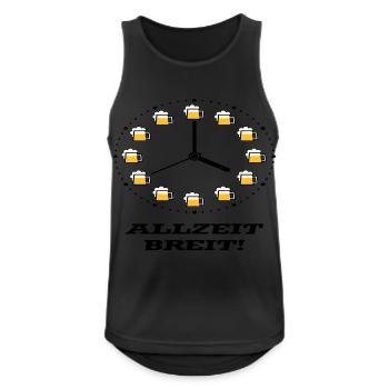 Allzeit Breit! (Bier / Uhr / Besoffen / Betrunken) - Männer Tank Top atmungsaktiv - Schwarz - Vorne - Nick (188cm)