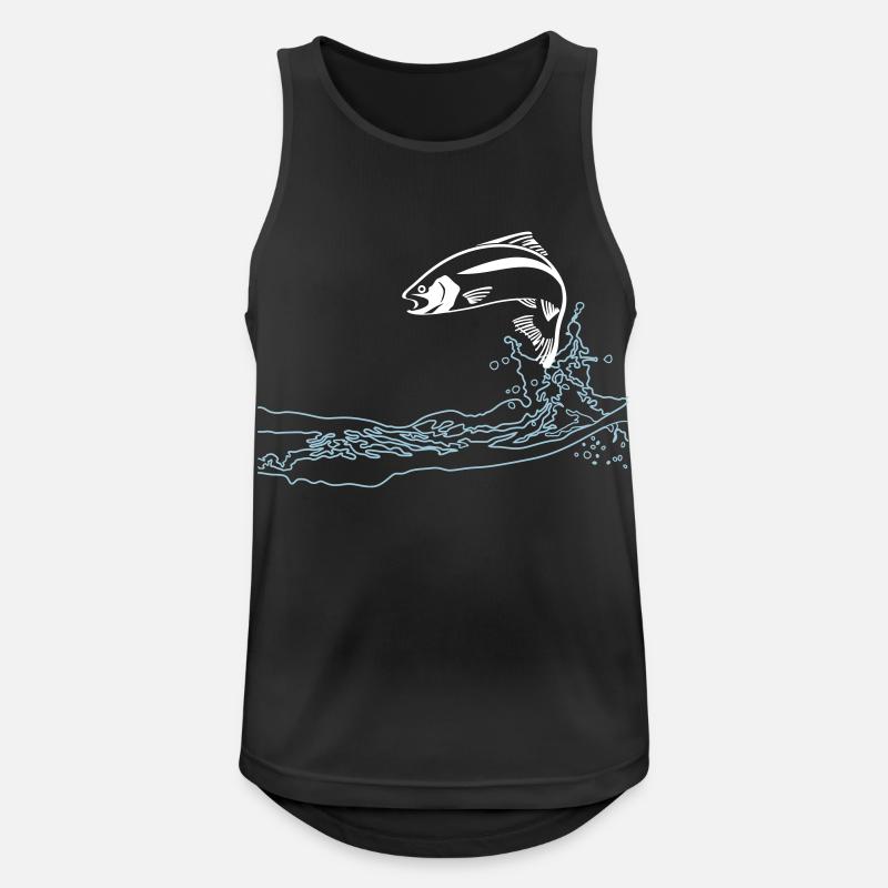 springende Forelle - Männer Tank Top atmungsaktiv - Schwarz