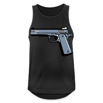 Waffen Pistole schiessen - Männer Tank Top atmungsaktiv - Schwarz - Vorne - Nick (188cm)