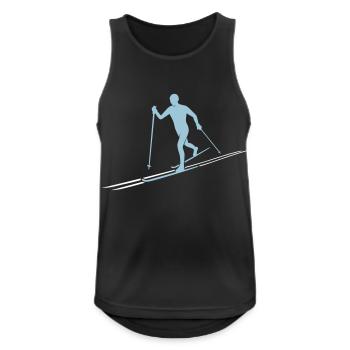 Skilangläufer mit Skispur - zweifarbig - Männer Tank Top atmungsaktiv - Schwarz - Vorne - Nick (188cm)