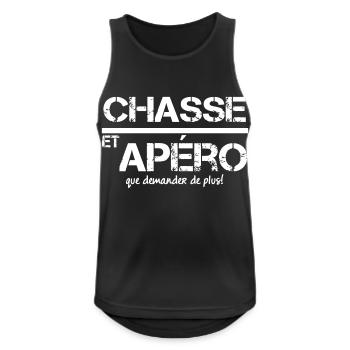 chasse et apéro - Débardeur respirant Homme - noir - Devant - Nick (188cm)