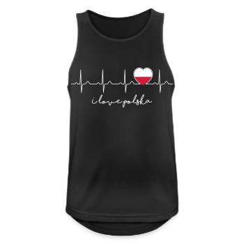 I love Polska - Polen Herzschlag - Polnisch - Männer Tank Top atmungsaktiv - Schwarz - Vorne - Nick (188cm)
