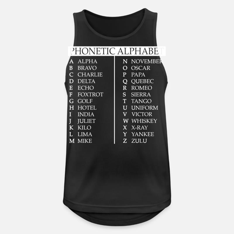 Phonetisches Alphabet - Männer Tank Top atmungsaktiv - Schwarz