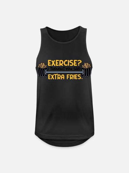Exercise Extra Fries Quote - Men's Breathable Tank Top - black