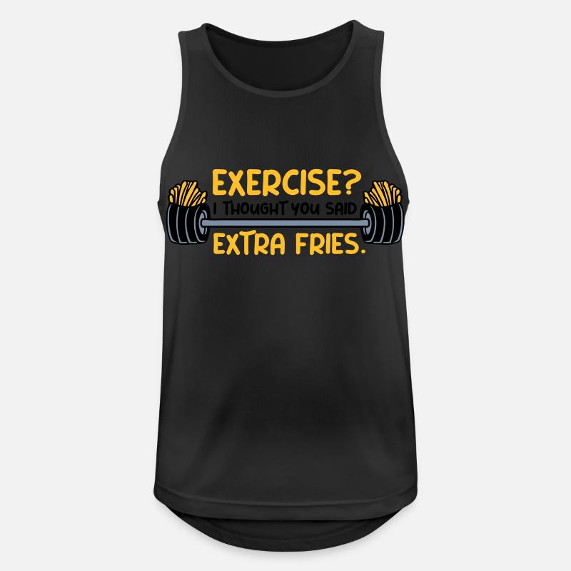 Exercise Extra Fries Zitat - Männer Tank Top atmungsaktiv - Schwarz