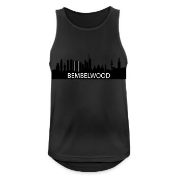 BEMBELwood Frankfurt #Textildruck #Frankfurt - Männer Tank Top atmungsaktiv - Schwarz - Vorne - Nick (188cm)