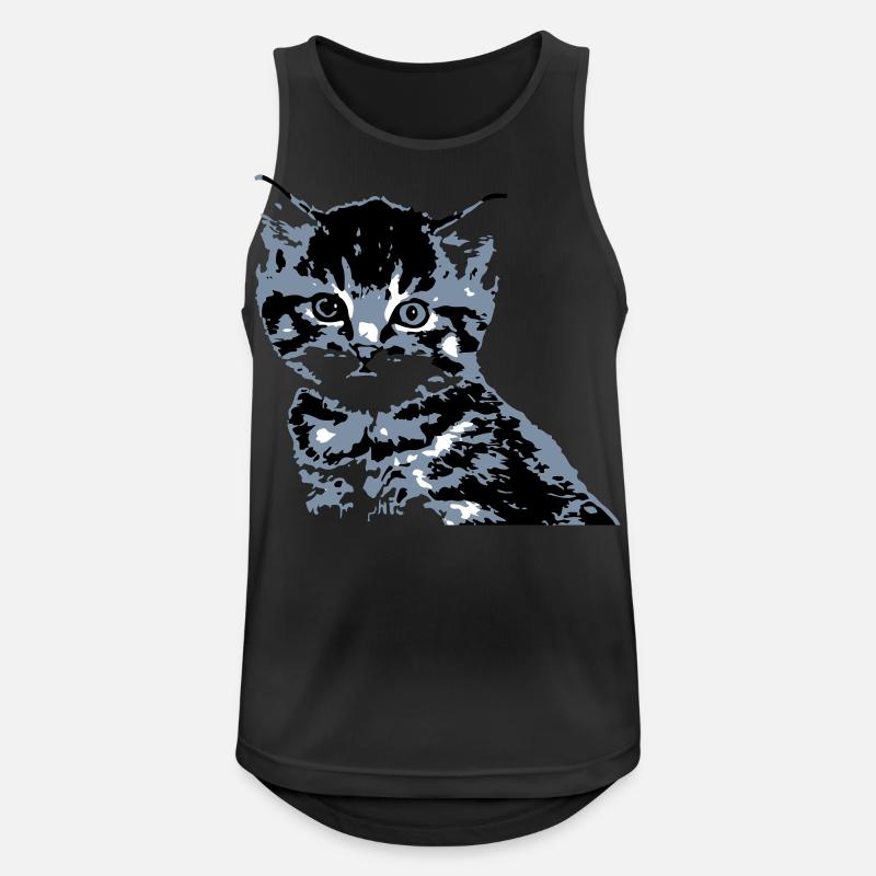Katze Cat Katzengesicht - Männer Tank Top atmungsaktiv - Schwarz