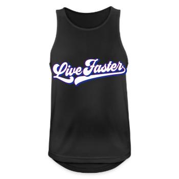 Live Faster | Farben änderbar - Männer Tank Top atmungsaktiv - Schwarz - Vorne - Nick (188cm)