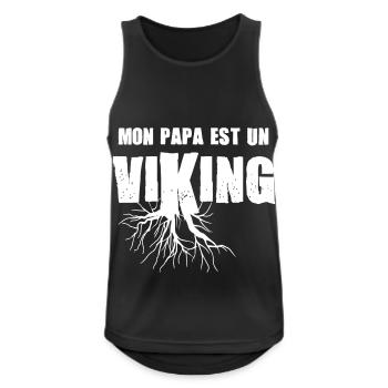 Papa viking, cadeau fête des pères, annivesaire - Débardeur respirant Homme - noir - Devant - Nick (188cm)