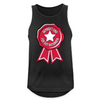 geprüft und für gut befunden - Männer Tank Top atmungsaktiv - Schwarz - Vorne - Nick (188cm)