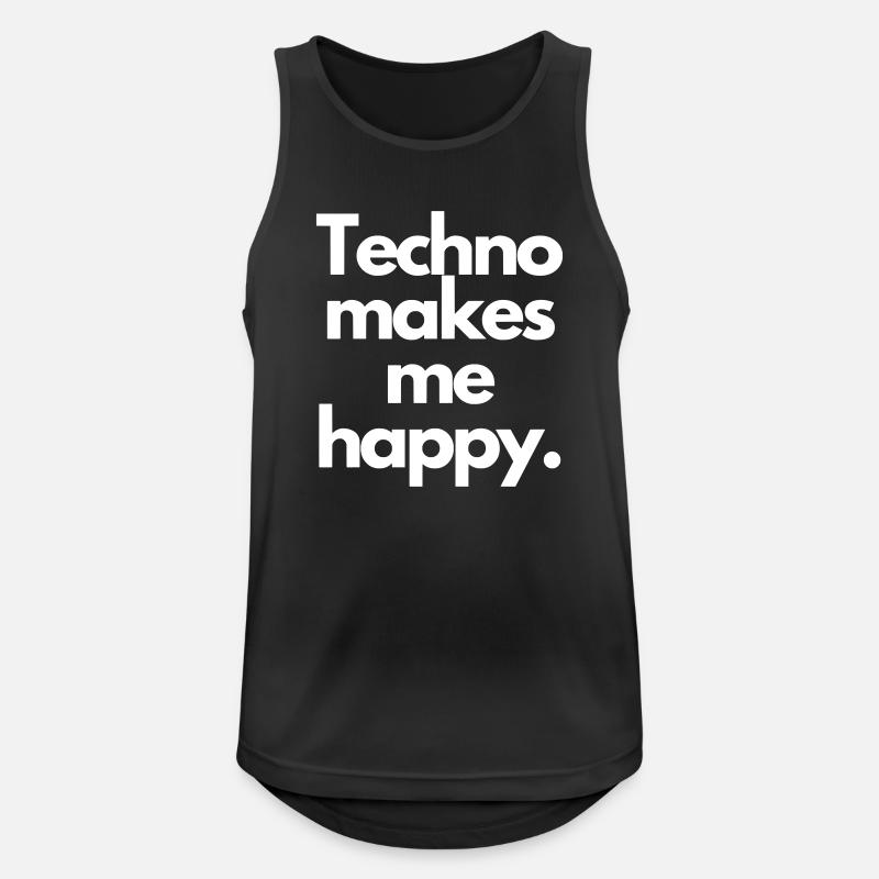 Techno makes me happy - Männer Tank Top atmungsaktiv - Schwarz