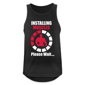 Installing Muscles (Loading) Funny Gym - Men's Breathable Tank Top - black - Front - Nick (188cm)