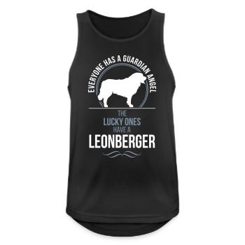 LEONBERGER Guardian Angel Wilsigns - Männer Tank Top atmungsaktiv - Schwarz - Vorne - Nick (188cm)