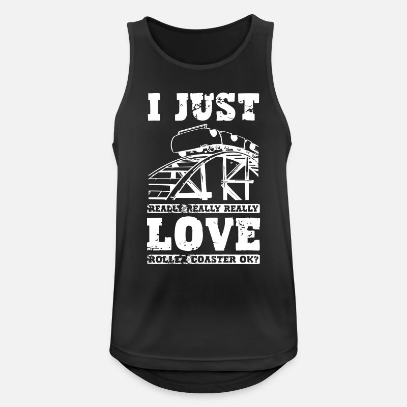 I Love Roller Coaster - Männer Tank Top atmungsaktiv - Schwarz