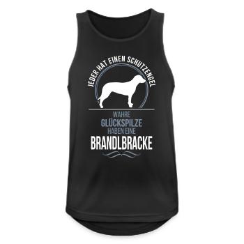 BRANDLBRACKE Schutzengel Wilsigns - Männer Tank Top atmungsaktiv - Schwarz - Vorne - Nick (188cm)