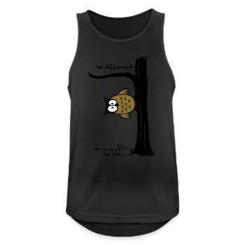 Eule auf Baum "be different, be you" - Männer Tank Top atmungsaktiv - Schwarz - Vorne - Nick (188cm)