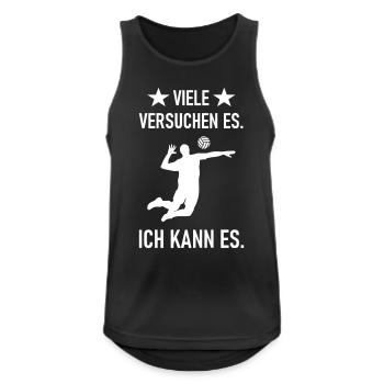 Ich kann es im Volleyball - Männer Tank Top atmungsaktiv - Schwarz - Vorne - Nick (188cm)