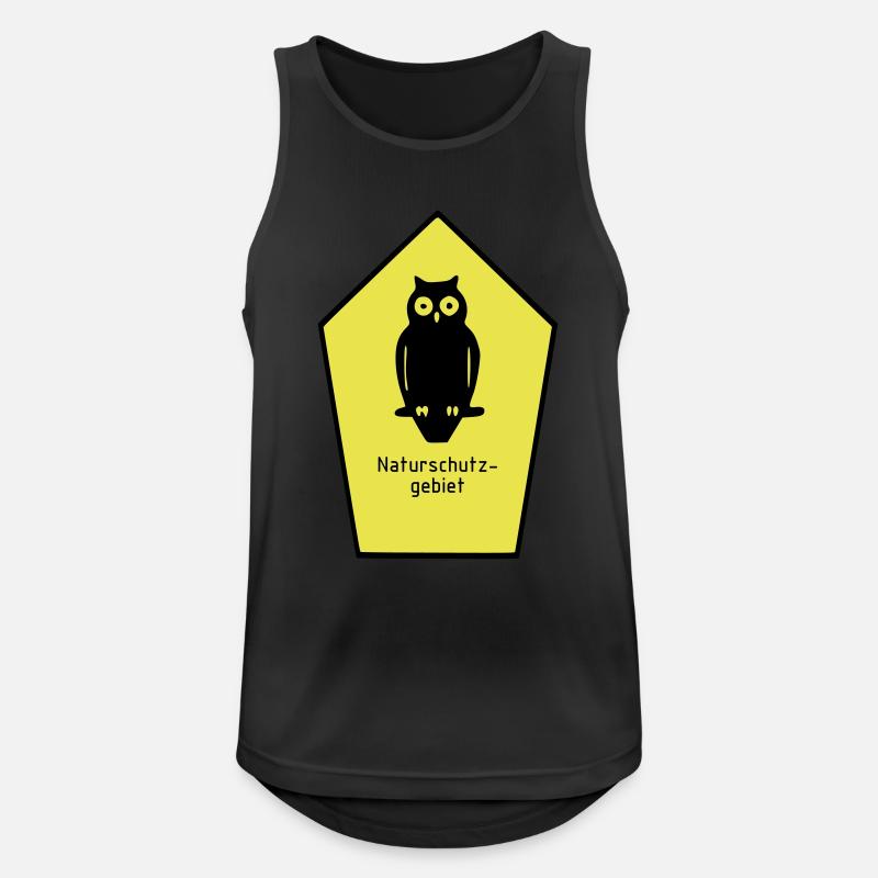 Schild Naturschutzgebiet / Eule - Männer Tank Top atmungsaktiv - Schwarz