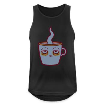 Gesicht müde Kaffeetasse - Männer Tank Top atmungsaktiv - Schwarz - Vorne - Nick (188cm)