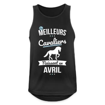 Les meilleurs cavaliers naissent en Avril - Débardeur respirant Homme - noir - Devant - Nick (188cm)
