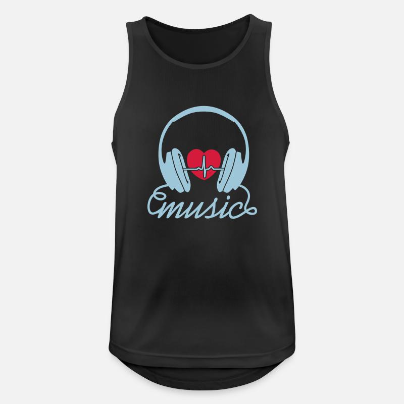 Music Heartbeat - Pustende singlet for menn - svart