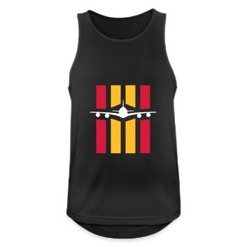 ★ Designfarben änderbar ★ Flugzeug vor 4 Streifen - Männer Tank Top atmungsaktiv - Schwarz - Vorne - Nick (188cm)