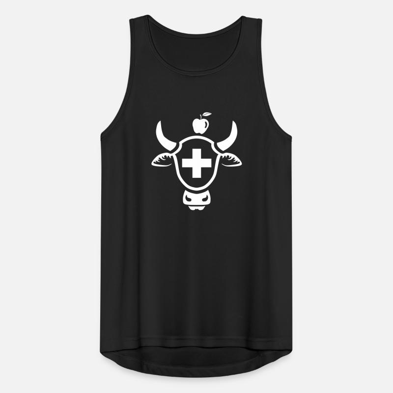Schweizer Wappen mit Kuhkopf und einem Apfel Männer Tank Top atmungsaktiv