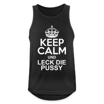Keep Calm und leck die Pussy - Männer Tank Top atmungsaktiv - Schwarz - Vorne - Nick (188cm)