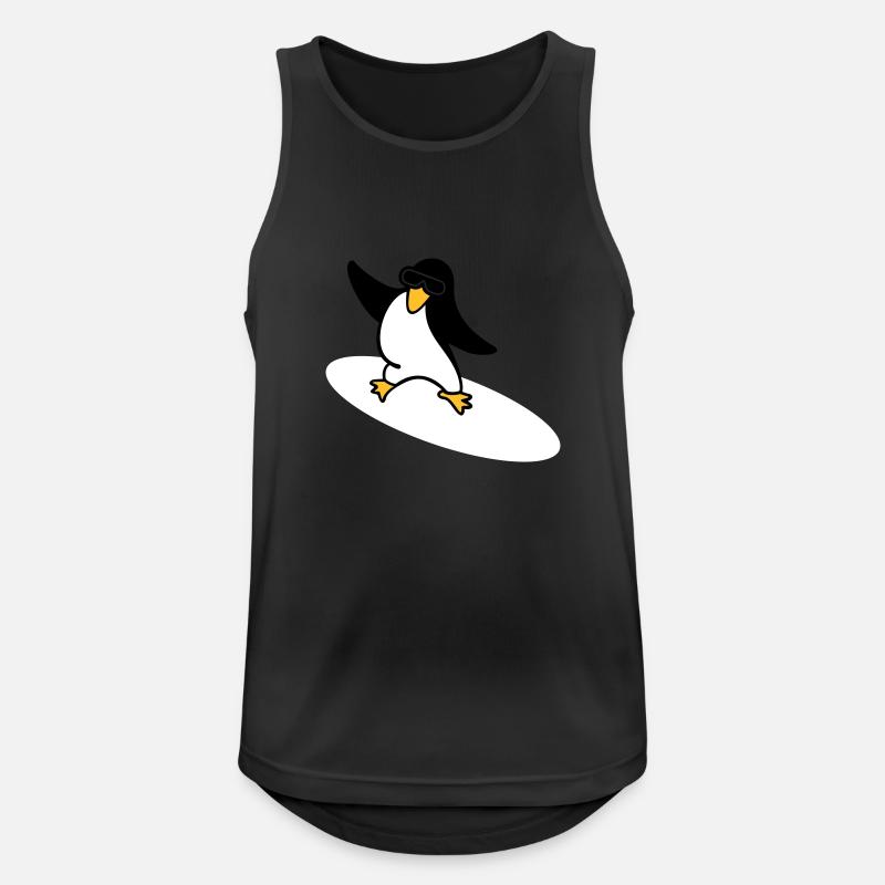 Pingouin surfeur / Surfer Penguin (3c) - Débardeur respirant Homme - noir
