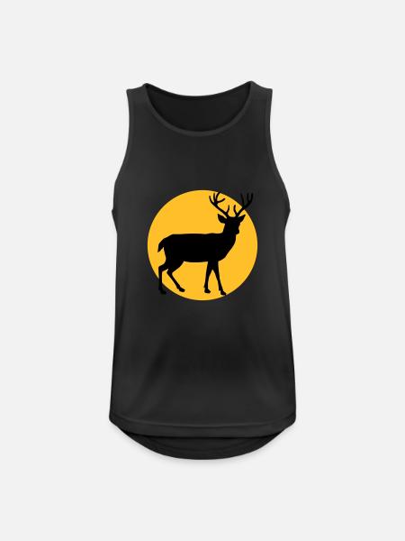 Deer with moon and sunset - Men's Breathable Tank Top - black