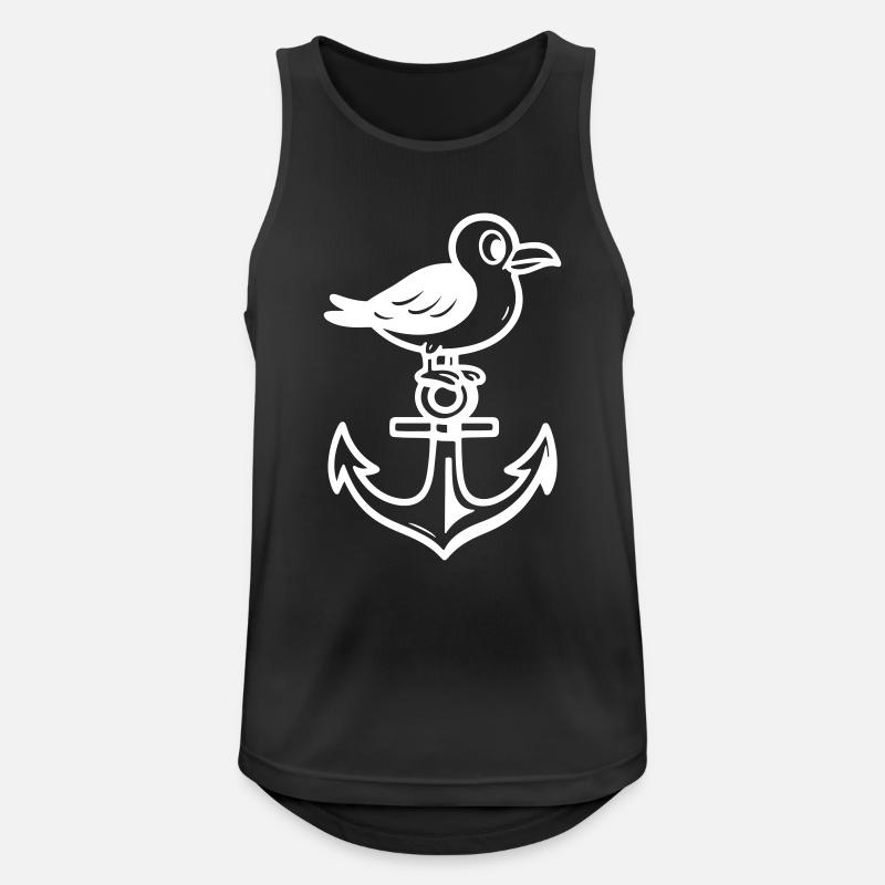 Möwe Anker Comic - Männer Tank Top atmungsaktiv - Schwarz