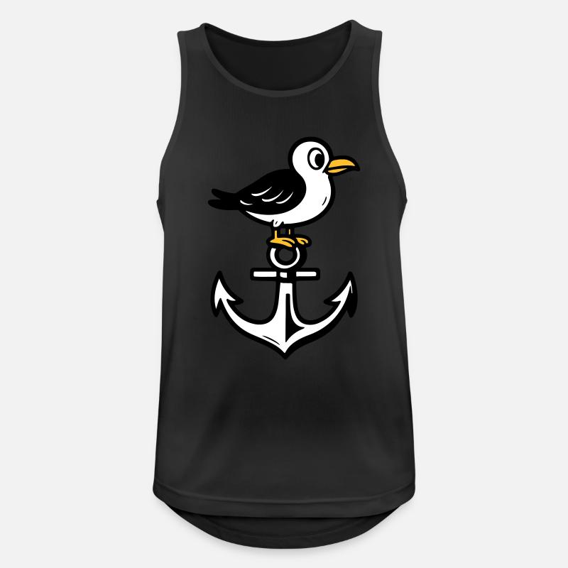 Möwe Anker Comic - Männer Tank Top atmungsaktiv - Schwarz
