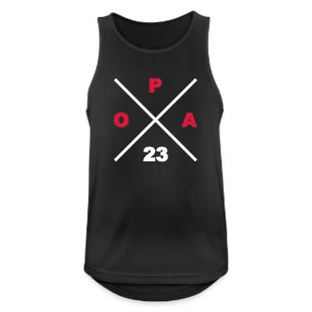 Opa 23 - Männer Tank Top atmungsaktiv - Schwarz - Vorne - Nick (188cm)