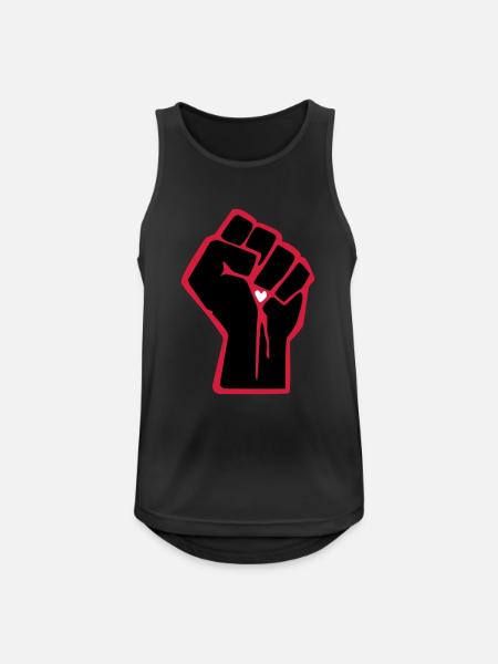 Faust mit Herz - Männer Tank Top atmungsaktiv - Schwarz