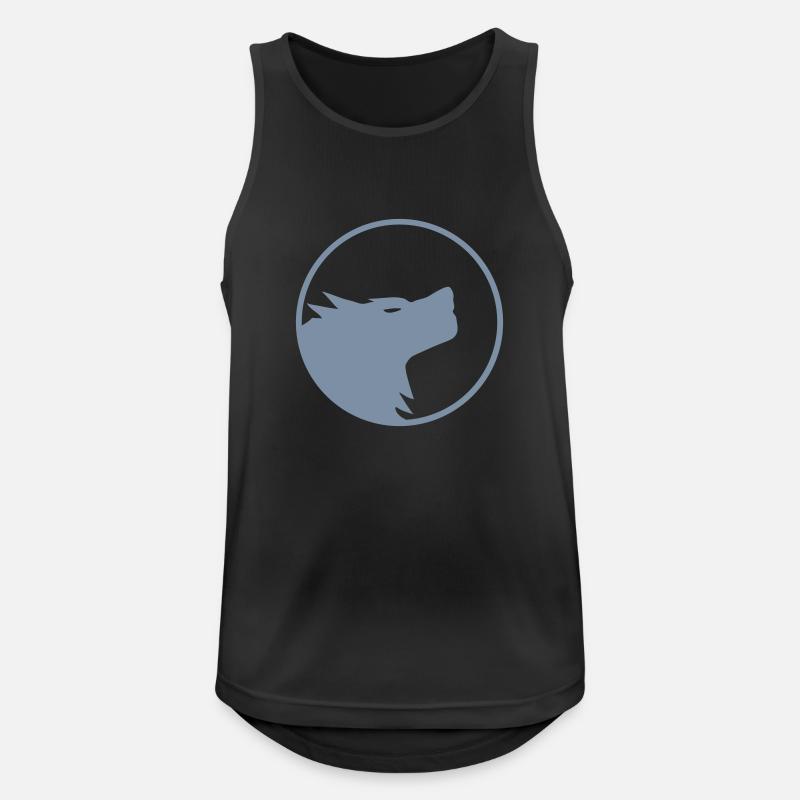 Wolf - Männer Tank Top atmungsaktiv - Schwarz