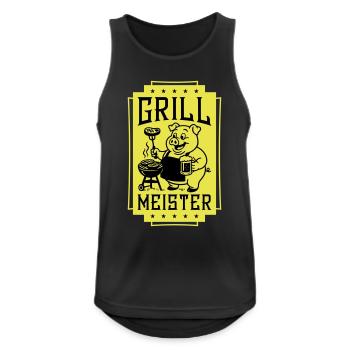 Grillmeister Ferkel Grillen - Männer Tank Top atmungsaktiv - Schwarz - Vorne - Nick (188cm)