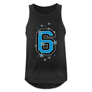 Mit Sterne verzierte Nummer Sechs - Männer Tank Top atmungsaktiv - Schwarz - Vorne - Nick (188cm)