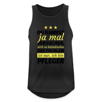 Pfleger Geschenk - Männer Tank Top atmungsaktiv - Schwarz - Vorne - Nick (188cm)