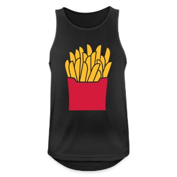 Pommes - Männer Tank Top atmungsaktiv - Schwarz - Vorne - Nick (188cm)