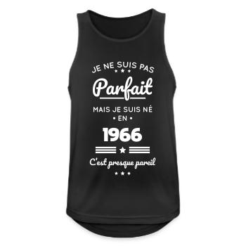 Anniversaire 56 ans - Pas parfait mais né en 1966 - Débardeur respirant Homme - noir - Devant - Nick (188cm)