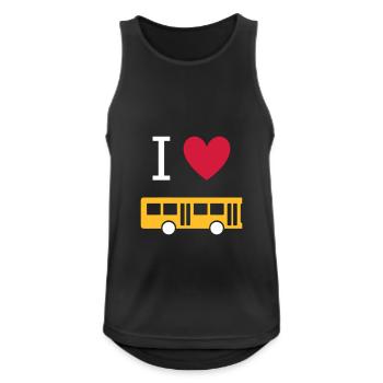 ★ Couleurs de conception modifiables ★ J'aime les bus - Débardeur respirant Homme - noir - Devant - Nick (188cm)