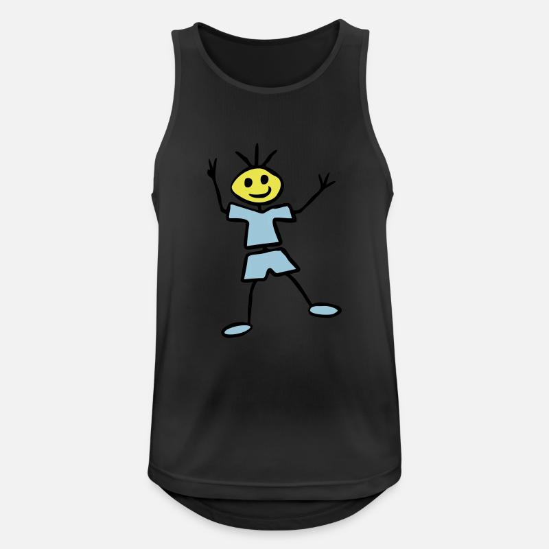 Strichmännchen - Männer Tank Top atmungsaktiv - Schwarz
