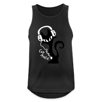 Cat Katzen Musik Headphones Kopfhörer Musik - Männer Tank Top atmungsaktiv - Schwarz - Vorne - Nick (188cm)