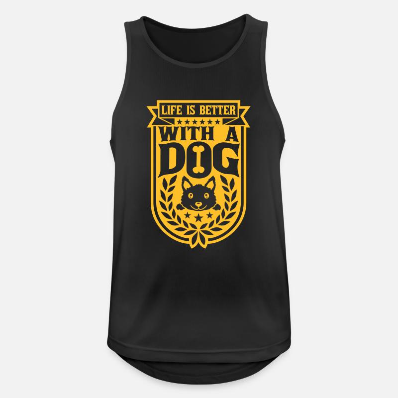 better with a dog - Männer Tank Top atmungsaktiv - Schwarz