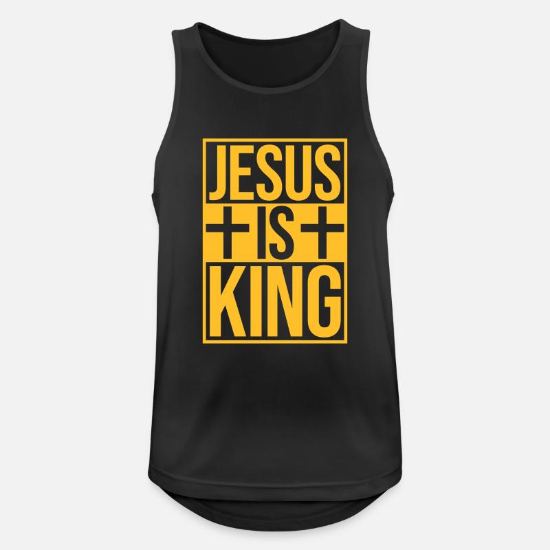 jesus is king Zitat - Männer Tank Top atmungsaktiv - Schwarz