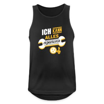 Ich kann alles reparieren (Schriftzug) - Männer Tank Top atmungsaktiv - Schwarz - Vorne - Nick (188cm)