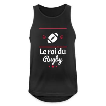 le roi du rugby, idée cadeau rugbyman, rugbymen - Débardeur respirant Homme - noir - Devant - Nick (188cm)